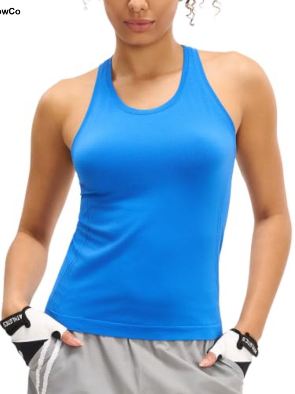 Seamless High Neck Racerback Workout Tank Top Slim Fit Breathable Athletic